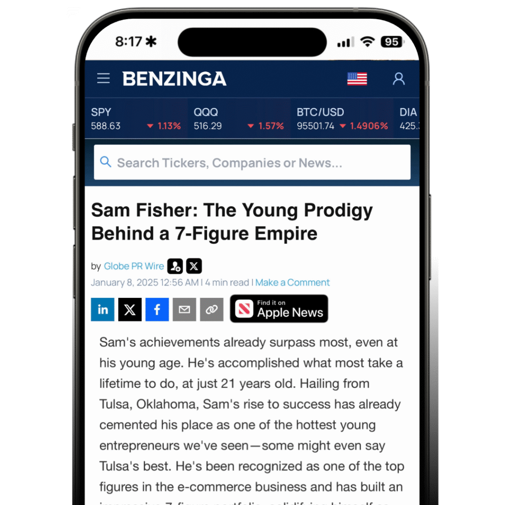 Benzinga feature on Sam Fisher